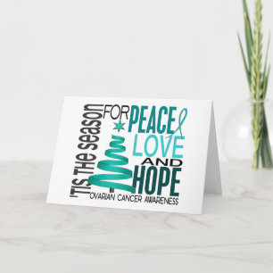 Cartão De Festividades Peace Love Hope Christmas Holiday Ovarian Cancer