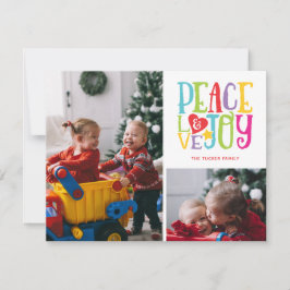 Cartão De Festividades Peace Love Joy Colorful Family Kids 2-Foto
