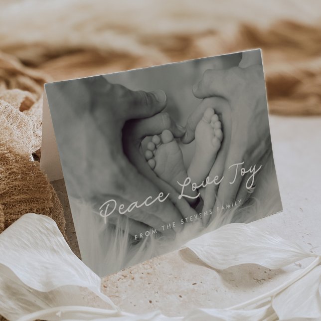 Cartão De Festividades Peace Love Joy Elegant Simple Photo (Criador carregado)