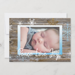 Cartão De Festividades Peace Love Joy Family Foto do Natal
