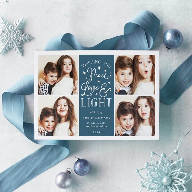 Cartão De Festividades Peace, Love & Light | Hanukkah Photo (Criador carregado)