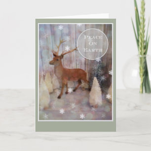 Cartão De Festividades Peace on Earth Christmas Card with flocked deer