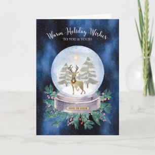 Cartão De Festividades Peace on Earth Christmas Reindeer Snow Globe Card