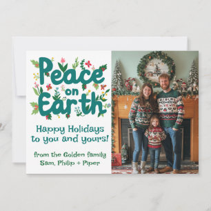 Cartão De Festividades PEACE ON EARTH CUSTOM FOTO Natal Ilustração