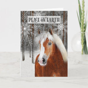 Cartão De Festividades Peace on Earth Winter Horse in the Woods