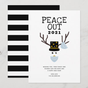 Cartão De Festividades Peace Out 2021 Anos novos Engraçados Face Mask Rei