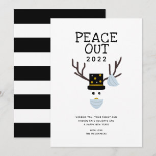 Cartão De Festividades Peace Out 2022 Anos novos Engraçados Enfrentam Rei