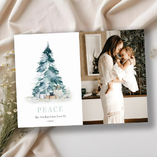 Cartão De Festividades Peace Watercolor Pine Christmas Tree Gift Photo