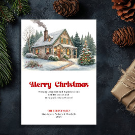 Cartão De Festividades Peaceful festive home calm winter scene greeting