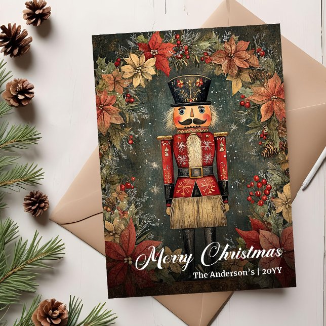Cartão De Festividades Peaceful old fashioned Christmas nutcracker (Peaceful old fashioned Christmas nutcracker Holiday Card)
