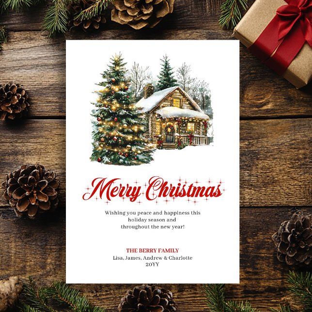 Cartão De Festividades Peaceful Winter Scene Christmas Greeting Card (Peaceful Winter Scene Christmas Greeting Card)