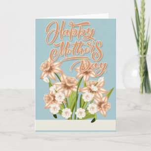 Cartão De Festividades Peach Color Daffodils - Dia de as mães Feliz