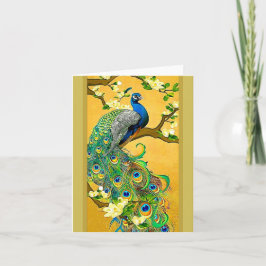 Cartão De Festividades Peacock Azul Vintage