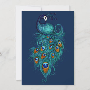 Cartão De Festividades Peacock Feather Teal Peacocks