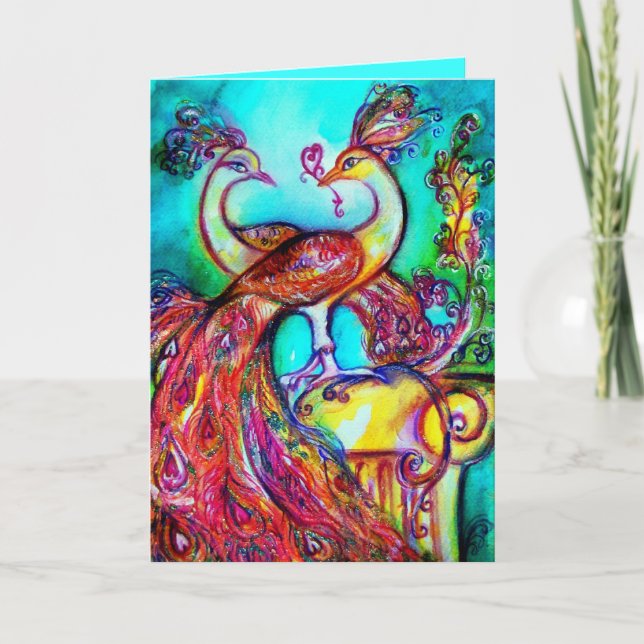 Cartão De Festividades PEACOCKS NO Dia de os namorados AMOR (Frente)