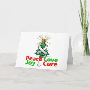 Cartão De Festividades Pearl Ribbon Xmas Peace Love, Joy & Cure