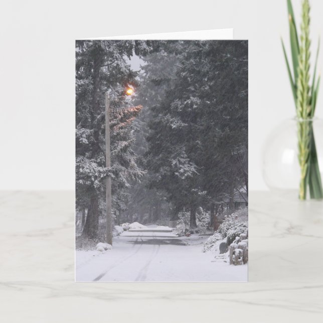 Cartão De Festividades Pebbles Beach Winter Cena 1 (Frente)