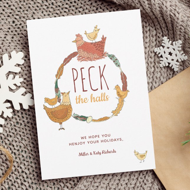 Cartão De Festividades Peck, o Feliz Natal do Galinha (Funny Chicken Christmas Cards)