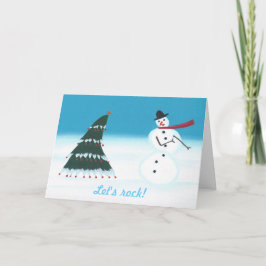 Cartão De Festividades Pedra de vamos, árvore de natal Homem de neve