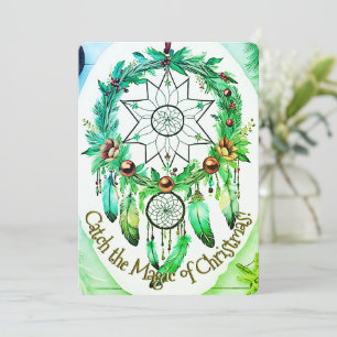 Cartão De Festividades Pedras Verdes da Terra de Natal da Magia Dreamcatc