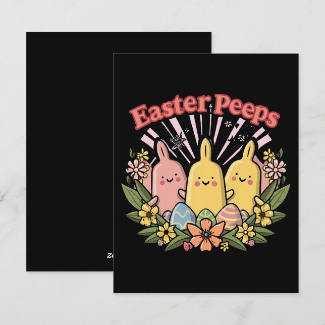 Cartão De Festividades Peeps de Páscoa (Frente/Verso)
