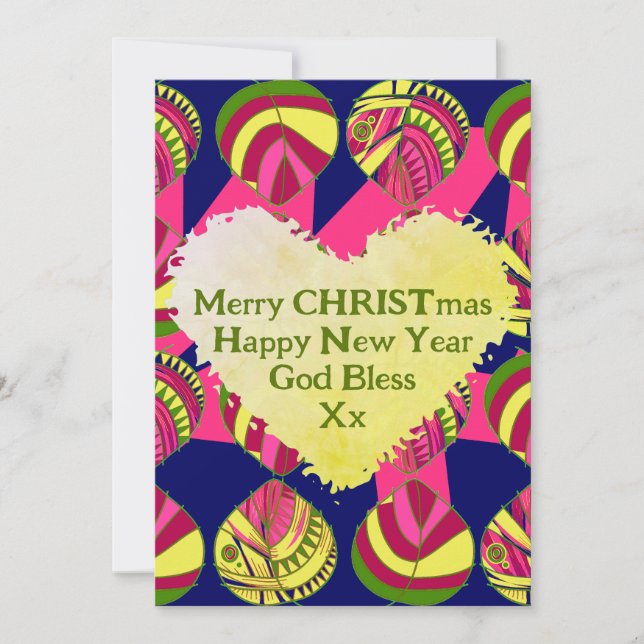 Cartão De Festividades Peixe sai amarelo magenta verde Natal (Frente)