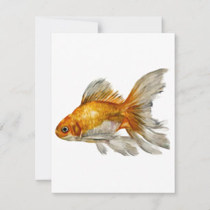Cartão De Festividades Peixes Dourados em Aquarelas