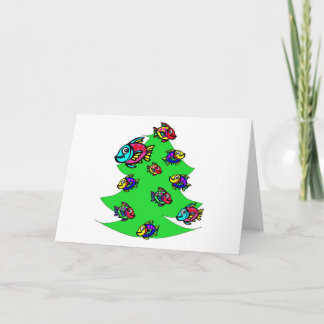 Cartão De Festividades peixes na árvore de Natal