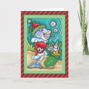 CARTÃO DE FESTIVIDADES PEIXES SANTA CLAUS, PEIXES ARTESANAIS, SACO DE ALM