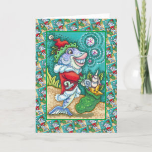 CARTÃO DE FESTIVIDADES PEIXES SANTA CLAUS, PEIXES ARTESANAIS, SACO DE ALM