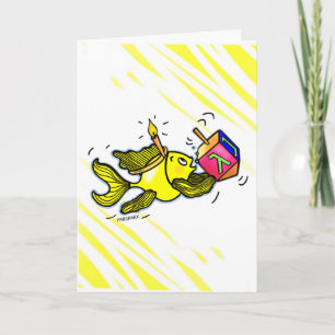 Cartão De Festividades Peixes Sparky de Hanuka - presente cómico do
