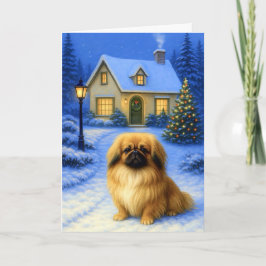 Cartão De Festividades Pekingese Holiday Card