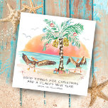 Cartão De Festividades Pelicanos e Palm Beach Coastal Christmas<br><div class="desc">O cartão de Natal costeiro apresenta duas aves marinhas pelicanas batendo suas asas de alegria ao ver uma palmeira árvore de Natal e presentes na praia. Saudações diz: "Boas Testemunhas para o Natal e um Ano Novo Feliz". A saudação e o nome podem ser personalizados. Feliz Férias! Arte da KL...</div>