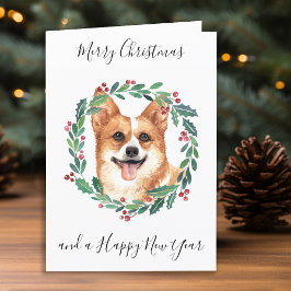 Cartão De Festividades Pembroke Welsh Corgi Feliz Cachorro de Natal
