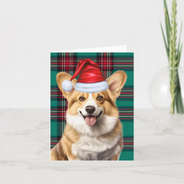 Cartão De Festividades Pembroke Welsh Corgi Red Green Xadrez Natal