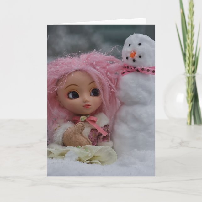 Cartão De Festividades Penélope e o boneco de neve (Frente)