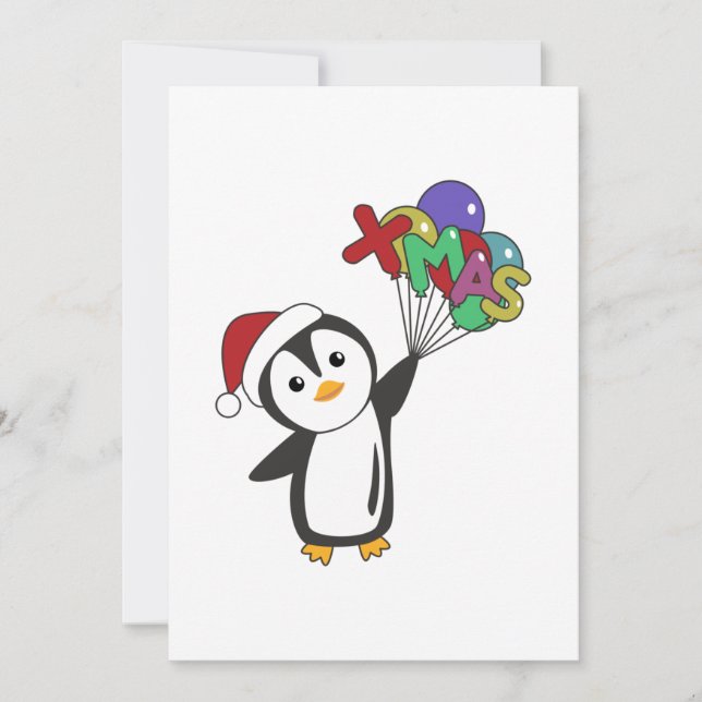 Cartão De Festividades Penguin Christmas Snow Winter Animals Penguins Adu (Frente)