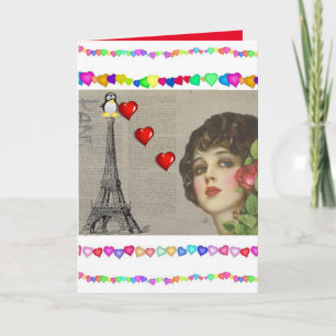 Cartão De Festividades Penguin da placa de saudação do dia de os namorado