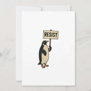 Cartão De Festividades Penguin Engraçado Resiste Protesto Contra Tarrifs