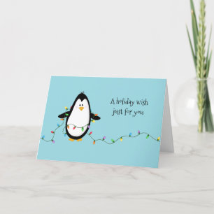 Cartão De Festividades Penguin Fun Holiday Lights Christmas Greeting