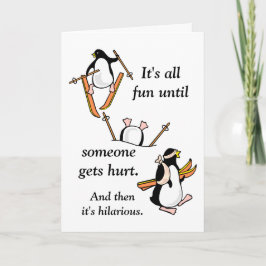 Cartão De Festividades Penguin Ski Adventure