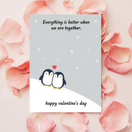 Cartão De Festividades Penguin Valentine Love Card Cute Romantic Couples
