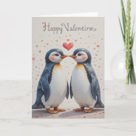 Cartão De Festividades Penguin Valentine Sweet Winter Love Couple 