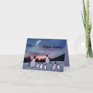 Cartão De Festividades Penguins on Ice Holiday Cards