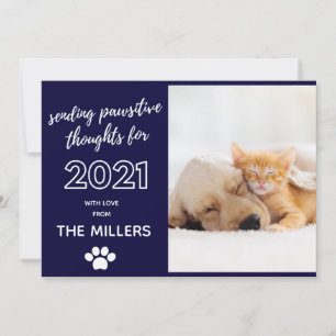 Cartão De Festividades pensamentos positivos de ano novo feliz 2021 pet e