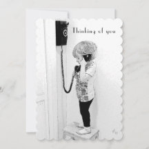 Pensando de você, criança, telefone velho, arte de