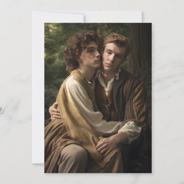 Cartão De Festividades Pensando em seu Casal masculino (Frente)