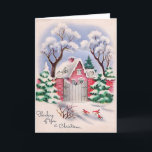 Cartão De Festividades Pensando Em Seus Natais vintages De Algodão De Inv<br><div class="desc">Pensando Em Seus Natais vintages De Algodão De Inverno</div>