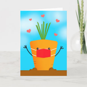 Cartão De Festividades Pensando em você Cenoura em Coronavírus Rosto Másc