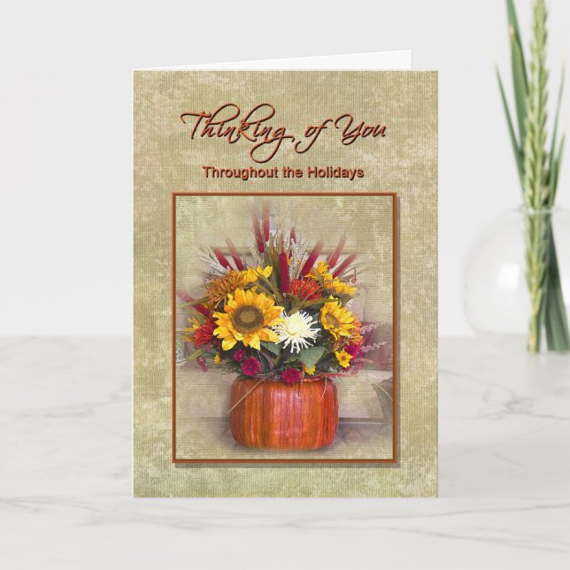 Cartão De Festividades Pensando em você durante os feriados (Frente)